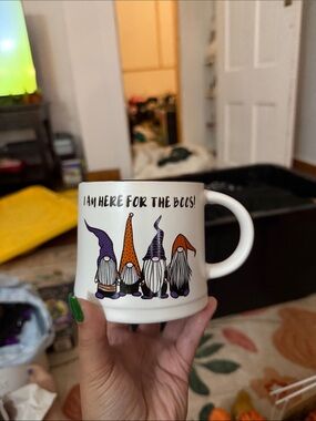 Halloween Gnome Ceramic Mug - White with Purple & Orange Accents